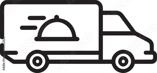 Food Delivery Truck Icon with Cloche Symbol