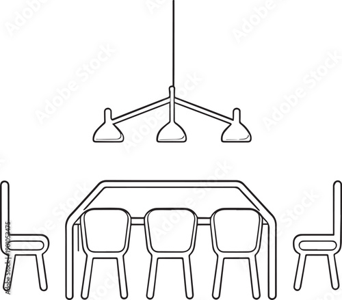 Minimalist Dining Room Line Art Vector