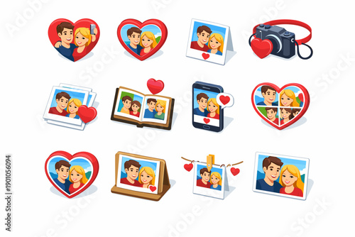 Romantic couple photo memories collection