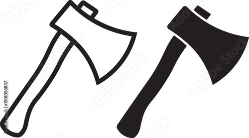 Axe icon, silhouette pictogram. Axe icon graphic doodle designs collection. Minimalist icon, axe vector, black and white. Vector simple flat graphic illustration. Isolated object on a white background