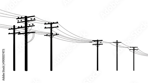 High voltage electric pole silhouette dramatic sky