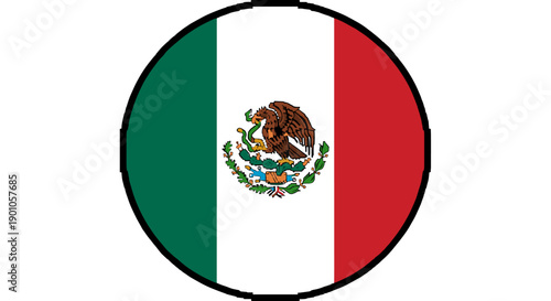 Pixel art mexican flag with eagle emblem on circular background