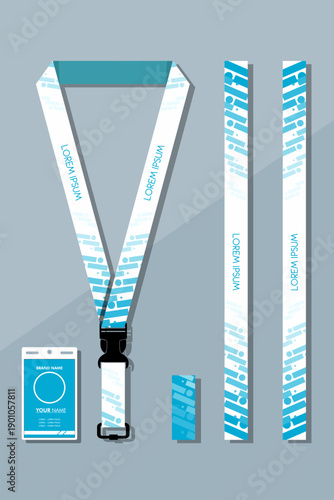 Lanyard Design Template Set for All Company In blue Color combinations EPS 10