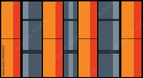 Modern geometric pattern with bold orange and gray panels