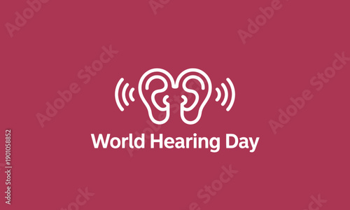 World Hearing Day Awareness Symbol on Red Background