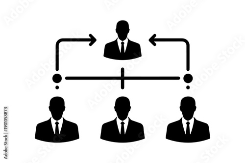 iconic illustration representing hierarchical structure and communication flow within a business environment