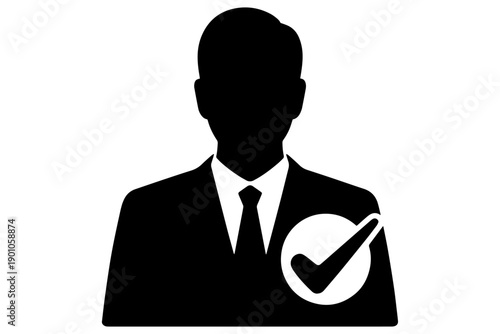 silhouette of a professional is approved, indicated by a checkmark symbol, perfect for corporate and business themes