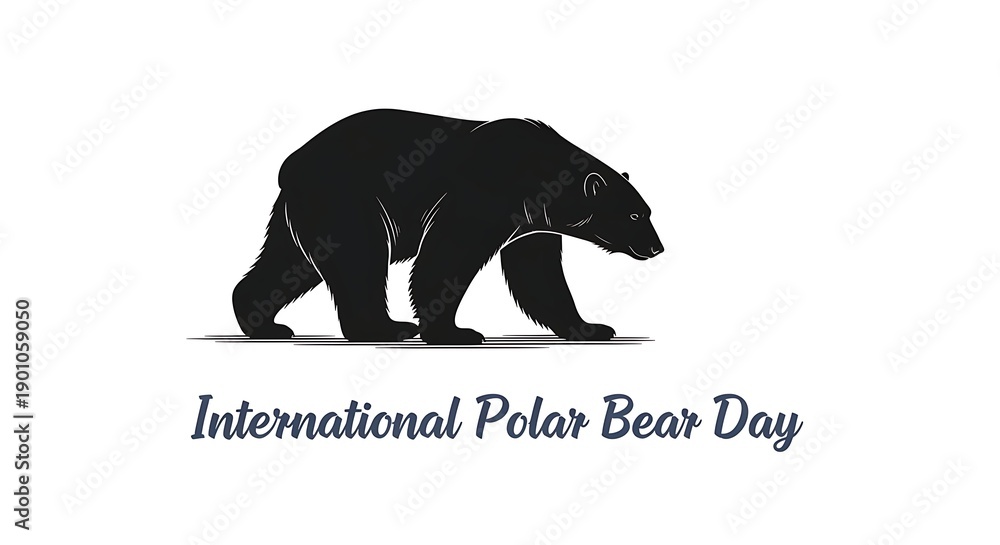 Fototapeta premium International polar bear day logo with silhouette