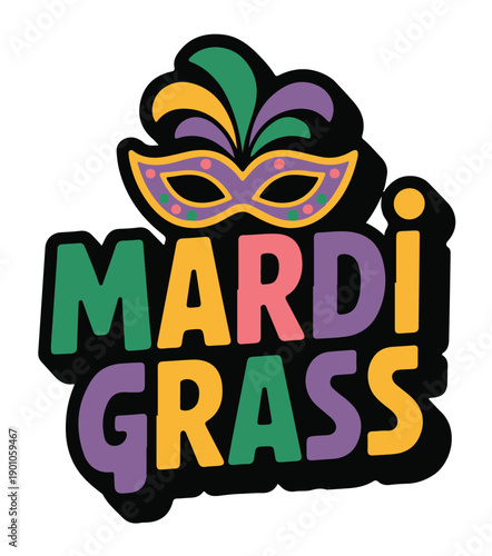 Mardi Gras Colorful Mask Logo Vector on a White Background