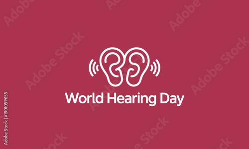 World Hearing Day Awareness Red Background