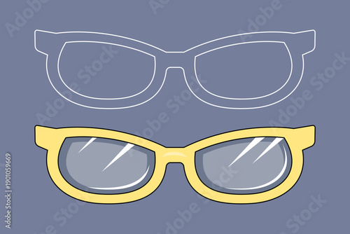 Yellow glasses illustration. Accessories and fashion. Vector illustration.