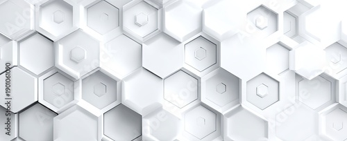 White hexagonal pattern with varying depths and shadows creating a 3D effect