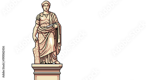 Pixel art roman statue: classical sculpture in retro game style