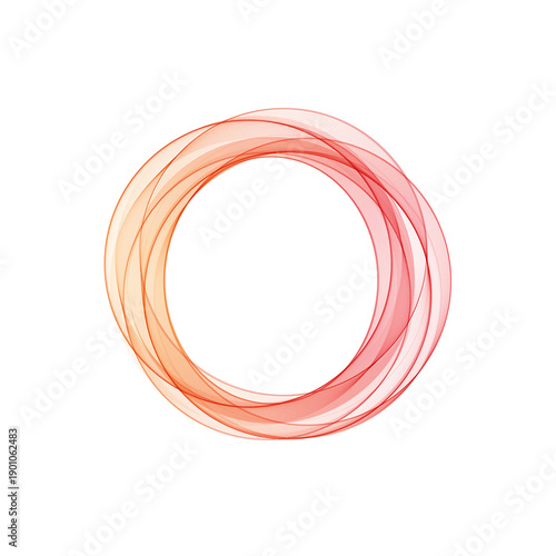 Bright fiery circle of red and orange threads radiating energy of heat and dynamic circular motion.