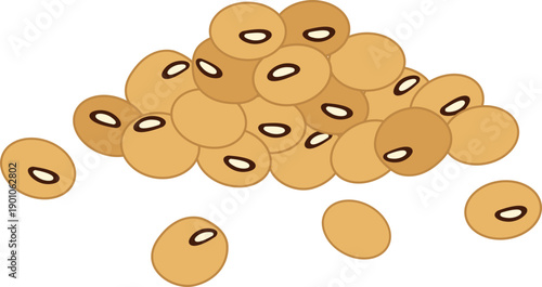 Pile of soybeans for world pulses day illustration. Vector isolated.