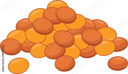 Pile of lentils for world pulses day illustration. Vector isolated.