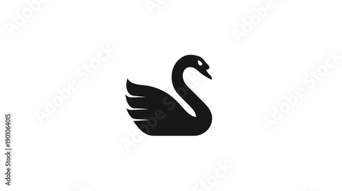 Elegant black swan icon on white background for design and branding