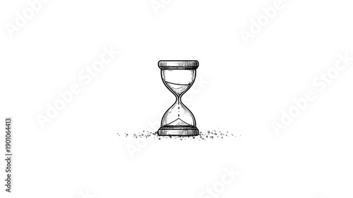 Hourglass illustration with flowing sand for time concept on white background