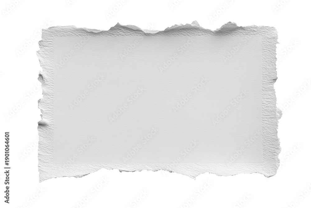 Obraz premium A torn rectangular paper shape isolated on a black background, with rough edges