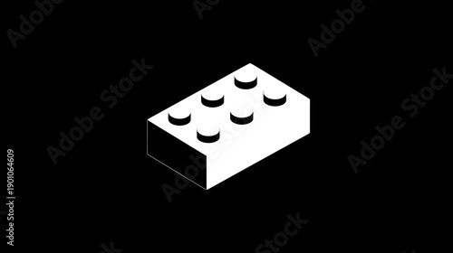 Isometric white building block on black background conceptual design