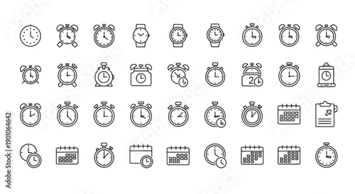 Clock and Calendar Icons: Time, Schedule, and Planning Icons for Business and Productivity