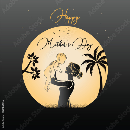 Happy Mother's Day Loving Mom and Baby Embrace