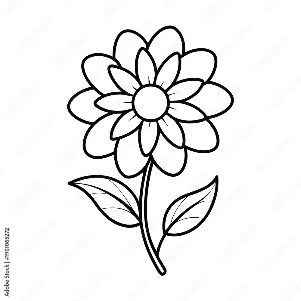 Fototapeta premium simple flower clipart coloring book for children