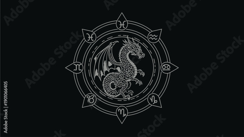 Intricate Dragon Emblem on Dark Background