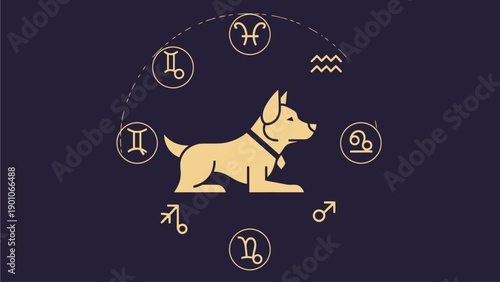 Zodiac Dog Astrology Illustration
