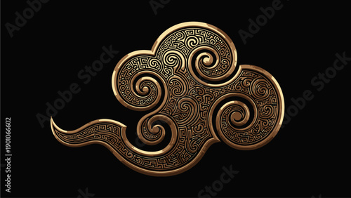 Golden Cloud Element with Swirling Patterns