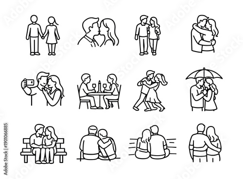 Romantic Couple Line Drawings