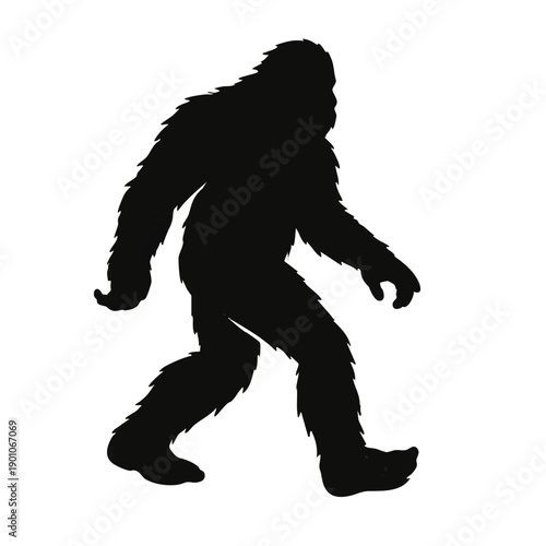 Bigfoot Sasquatch Silhouette Cryptid Legend Vector Icon