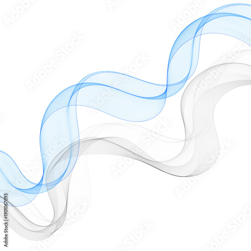Abstract blue and grey wavy lines on light background PNG.