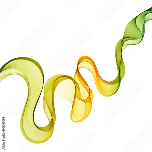Abstract yellow and green wavy line with smoky effect PNG