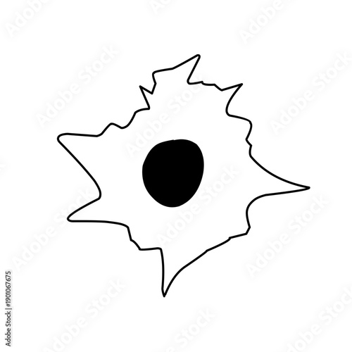 Bullet hole metal gun crack hit target concept. Vector design graphic illustration
