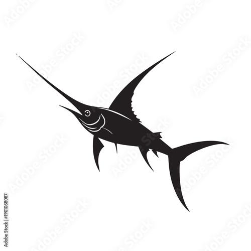 A fish full body black outline image