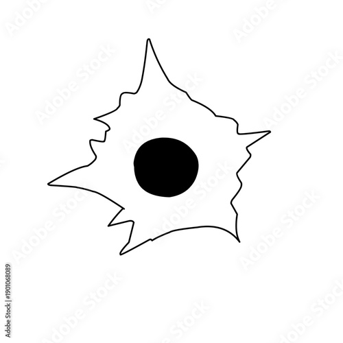 Bullet hole metal gun crack hit target concept. Vector design graphic illustration
