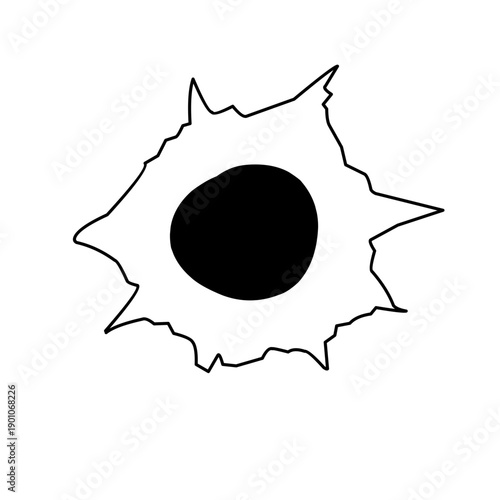 Bullet hole metal gun crack hit target concept. Vector design graphic illustration