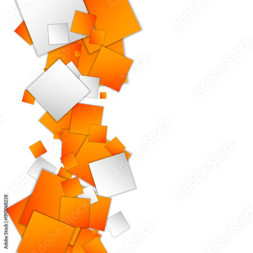 Abstract vertical line of orange and white dynamic squares. png