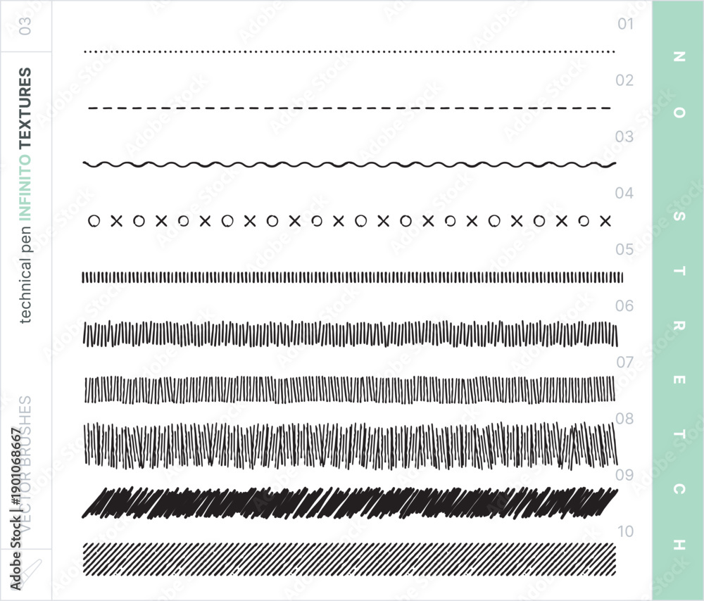 Fototapeta premium Vector Brushes. Technical Pen. Textures. No-stretch.