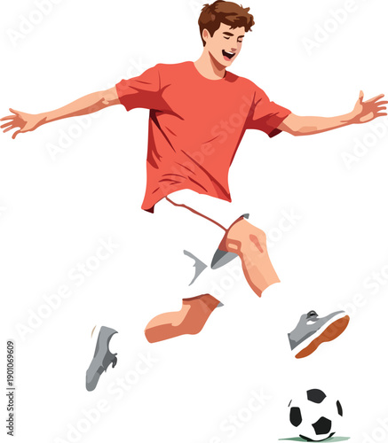 Soccer Player's Joyful Goal Celebration: Capturing the elation of a soccer player as he celebrates a scored goal, radiating joy, triumph, and the thrill of the sport.