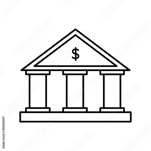 Banking icon. Editable stroke outline building symbol. Government building