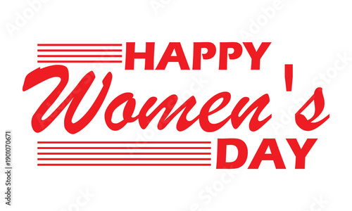 Happy Women’s Day Typography Greeting Design. Bold red typography celebrating International Women’s Day, suitable for greetings, posters, social media, campaigns, and equality themed designs.

