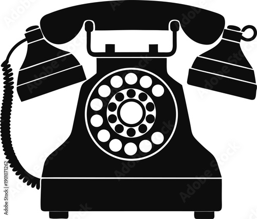 Old telephone black silhouette isolated on white background. Old telephone icon vector illustration design.. white background 