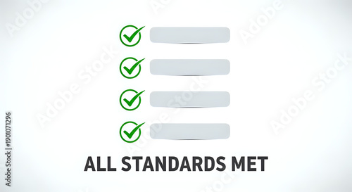 Professional checklist with green checkmarks and gray bars on white
