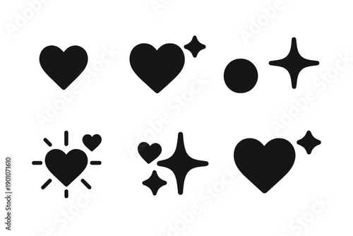 Dreamy Love Icons. Dreamy love sparkles. Filled icon set of Dreamy love sparkles: glowing heart point, soft