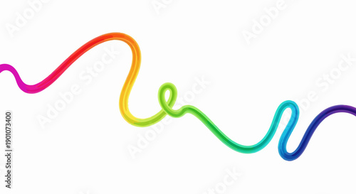 Single Continuous Gradient Ribbon Flowing Across White Space – Abstract Minimal Fluid Wave Vector Background