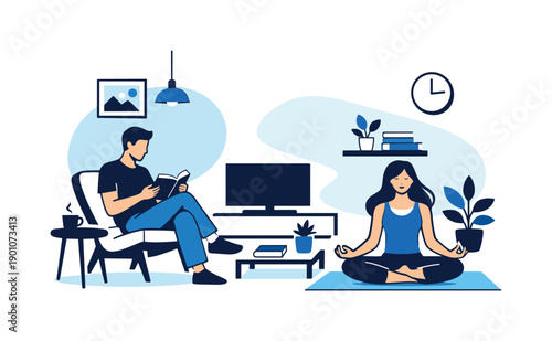 Minimalist lifestyle. A calm living space with only essential furniture, clean lines and open air between