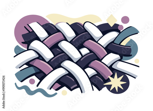 Curtain fabric close-up. Detailed view of woven textile pattern, abstract threads and fibers enlarged. Tactile