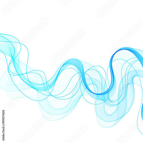 Abstract blue wave made of many intertwined thin lines. png